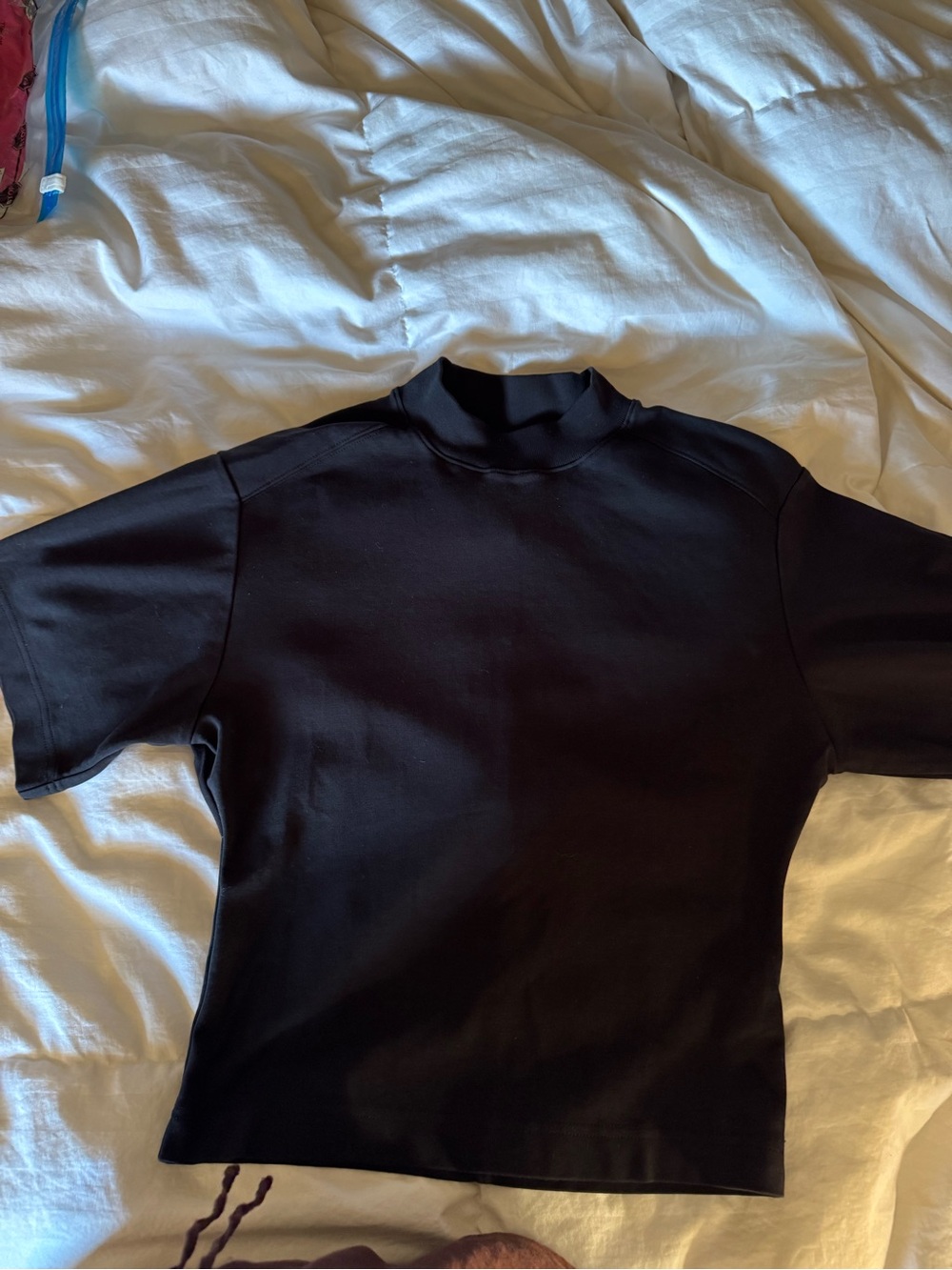COS Black Short-Sleeve Mock Neck Shirt